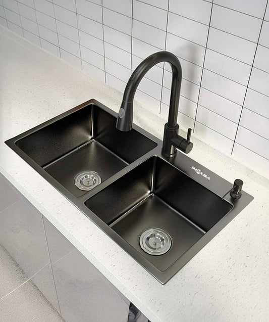 FREGADOR DOBLE EMPOTRAR PVD 82x45cm