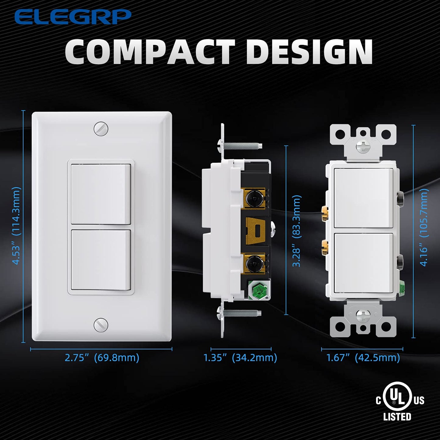 INTERRUPTOR DOBLE DECORA 15A BLANCO (C180)