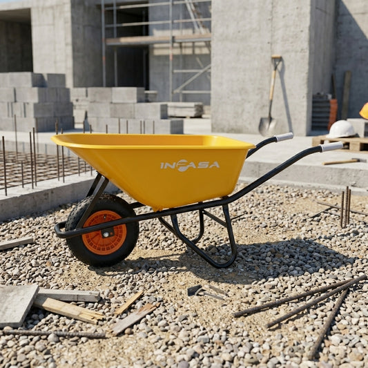 Carretilla de Construcción plástica Heavy Duty de color amarillo inpasa