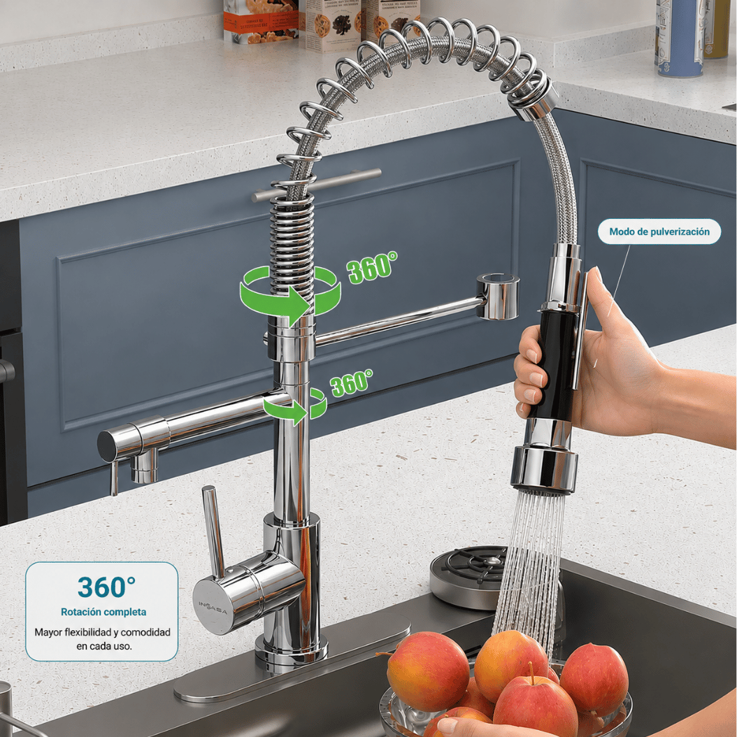 Grifo para Fregador de Cocina Monomando con Doble Salida de Agua tolsen