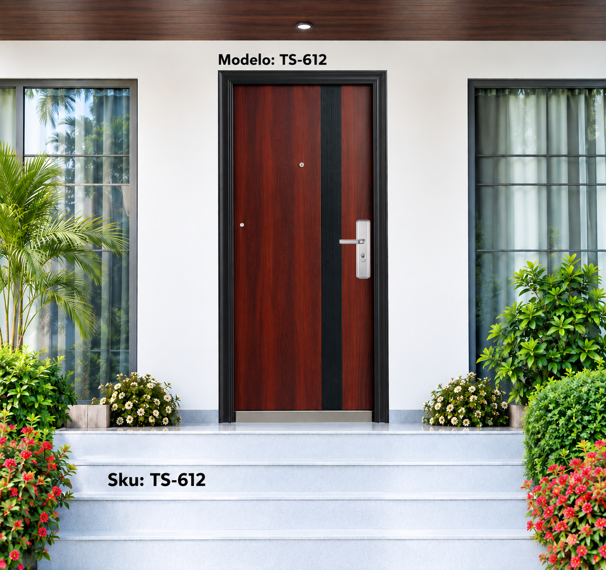 Puerta De Seguridad Multipuntos Caoba Black S612L