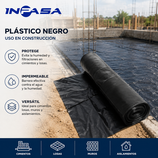 Rollo Plástico Negro de 10'X100'X4 mil Inpasa panama