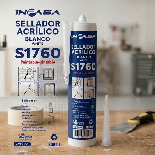 Sellador Acrílico Blanco Inpasa 300ml Tolsen Panama