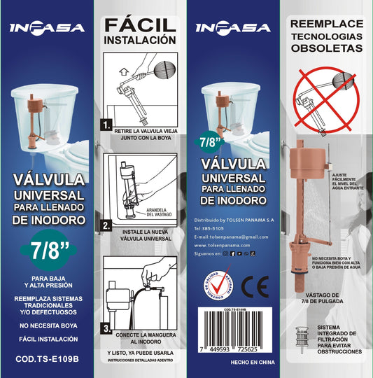 Válvulas para Tanque Inodoro Tipo Fluidmaster