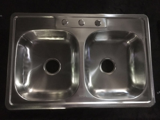 FREGADOR DOBLE INOXIDABLE 33"X19"