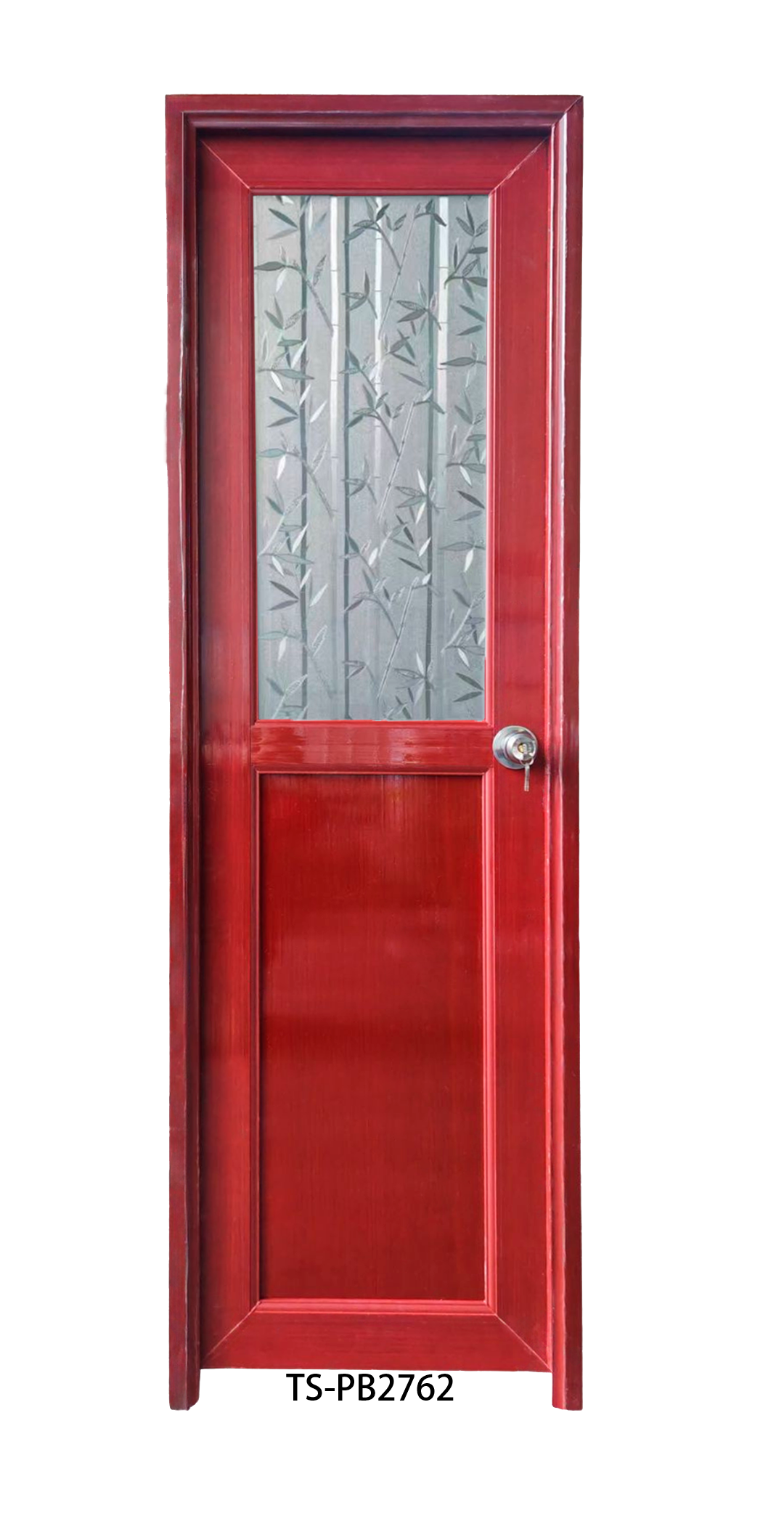 Puerta de Baño PVC 2'×7' – Caoba con Diseño Bambú (Derecha)