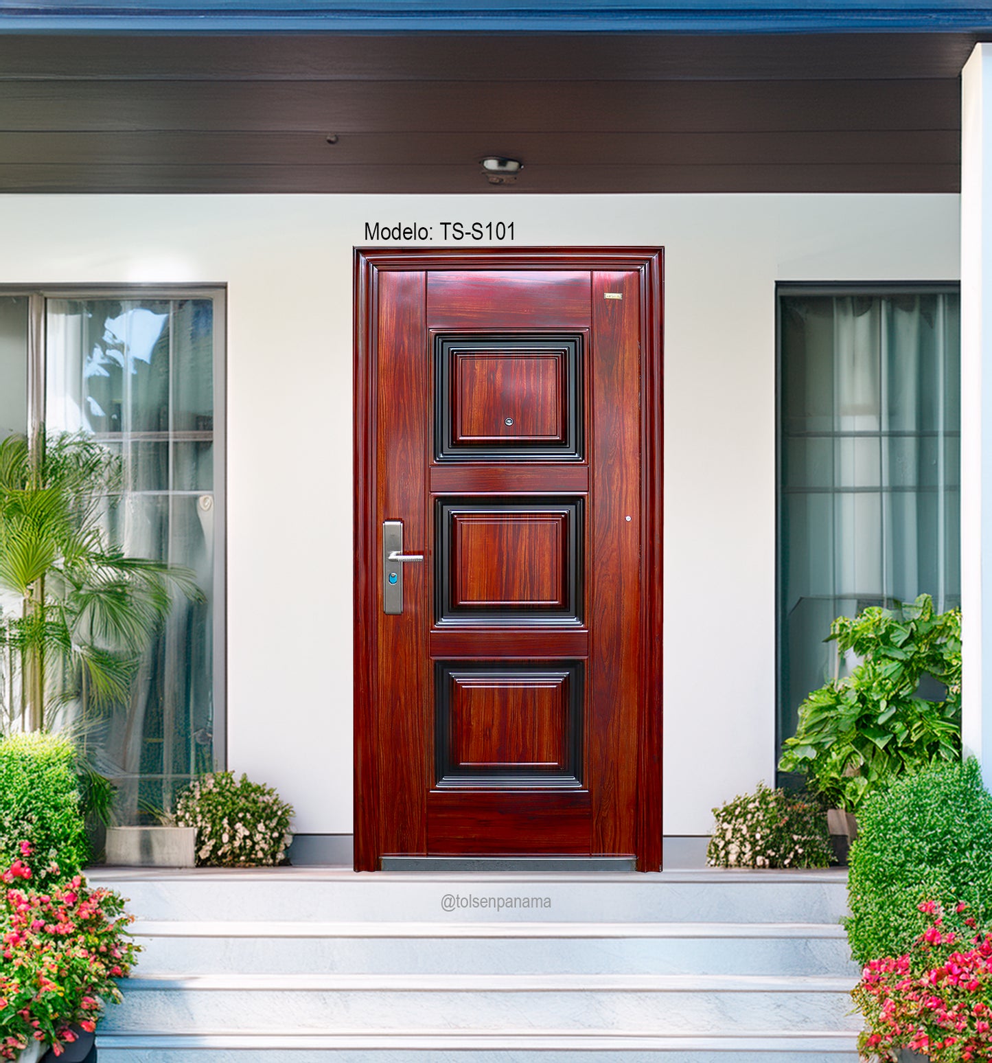 Puerta de Seguridad Multipuntos Caoba TS-S101R Derecho