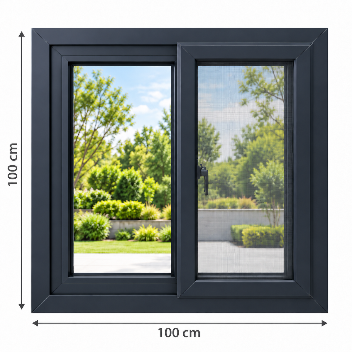 Ventana Upvc Perfil Gris Oscuro 100x100cm Inpasa