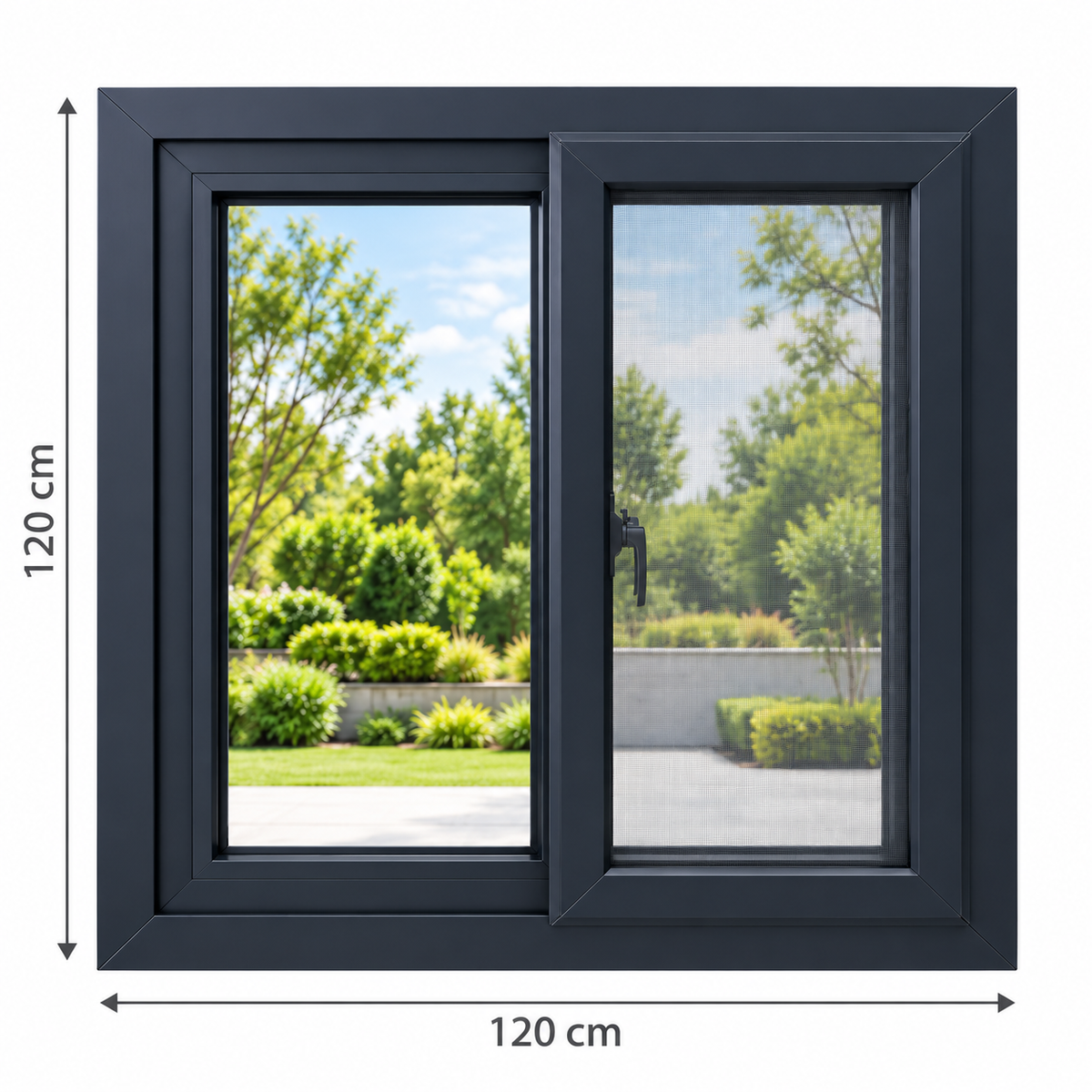 Ventana Upvc Perfil Gris Oscuro 120x120cm Inpasa