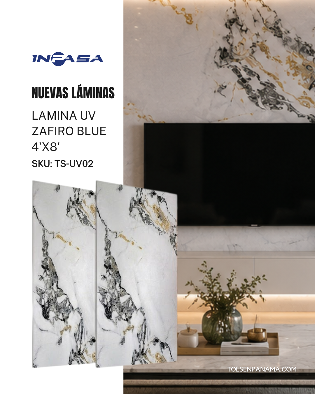 Lamina UV Zafiro Blue 4'X8'