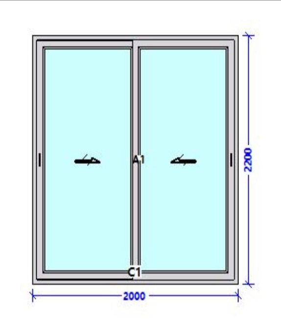 PUERTA CORREDIZA DE 2mt x 2.2mt DE PVC BLANCO CON VIDRIO
