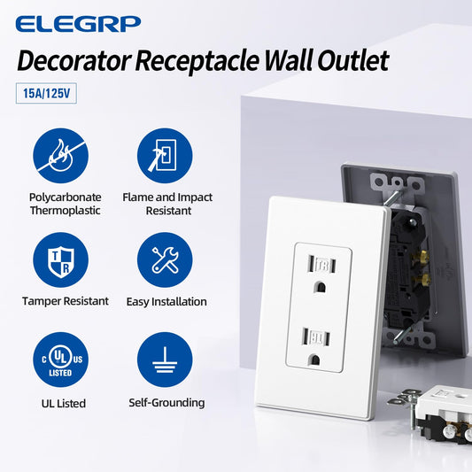 TOMACORRIENTE DOBLE DECORA 15A C/TR BLANCO