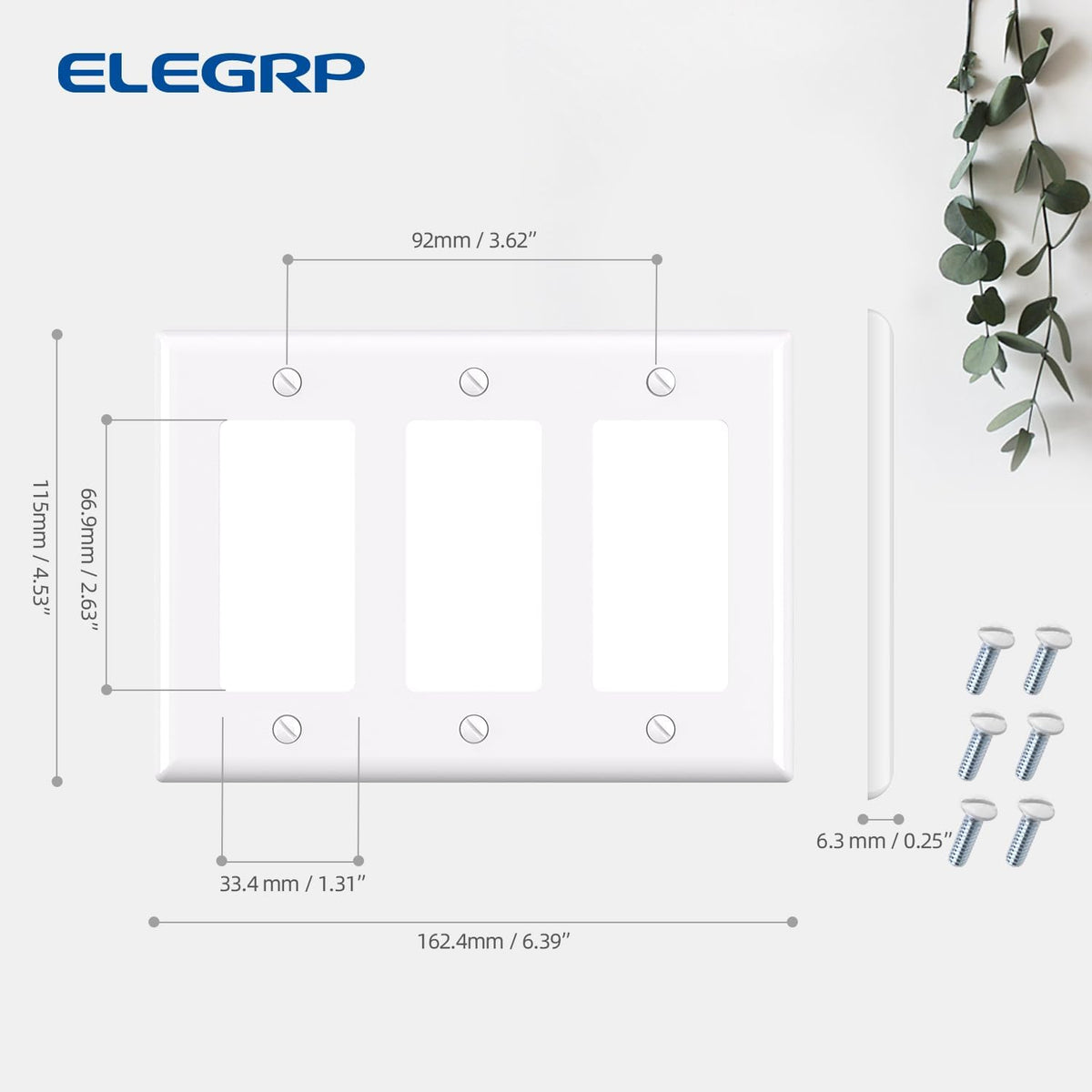TAPA PLASTICA DECORA 3 GANG BLANCO (C180)