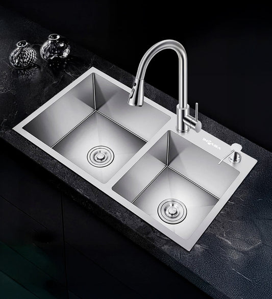 FREGADOR DOBLE EMPOTRAR ACERO 82x45cm