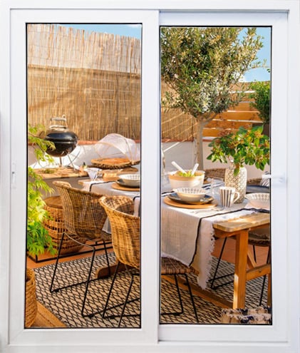 PUERTA CORREDIZA DE 2mt x 2.2mt DE PVC BLANCO CON VIDRIO