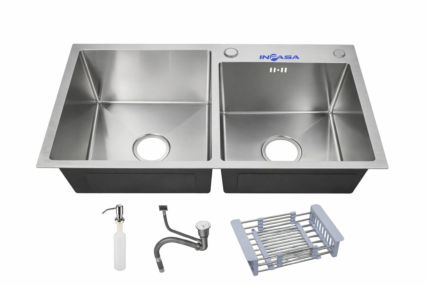 Fregador Doble Empotrable Acero Inoxidable 82x45cm Inpasa