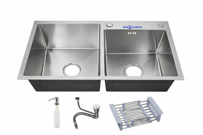 Fregador Doble Empotrable Acero Inoxidable 82x45cm Inpasa