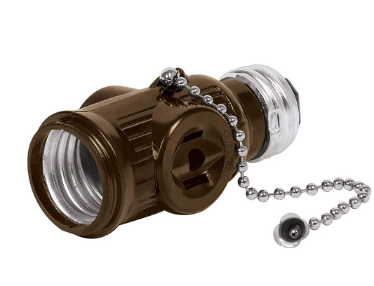 PORTA BOMBILLO C/CADENA CAFÉ