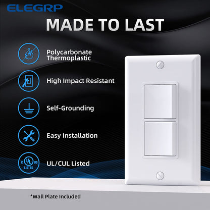 INTERRUPTOR DOBLE DECORA 15A BLANCO (C180)