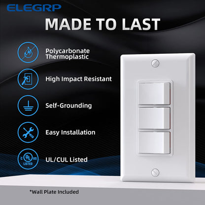 INTERRUPTOR TRIPLE DECORA 15A BLANCO (C180)