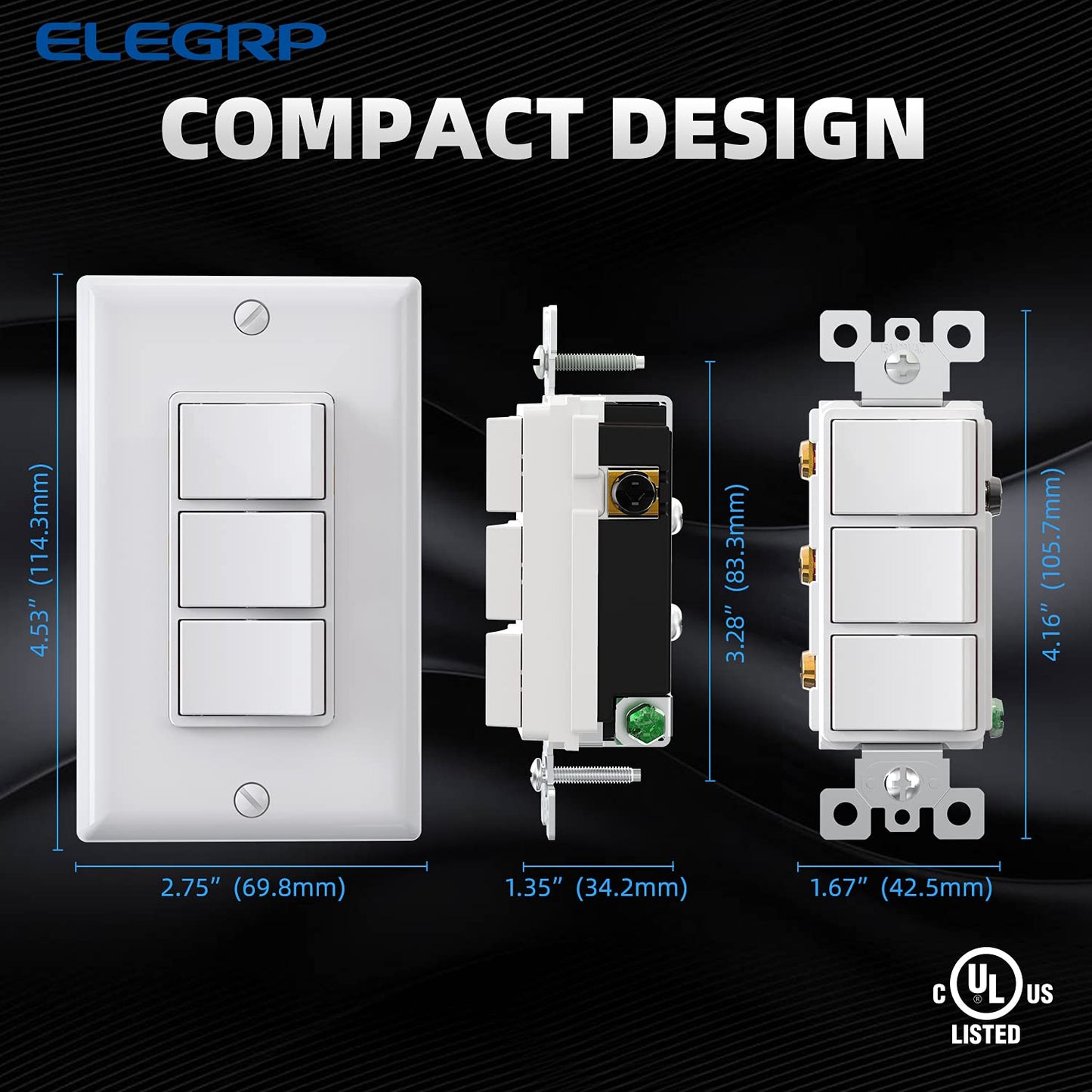 INTERRUPTOR TRIPLE DECORA 15A BLANCO (C180)