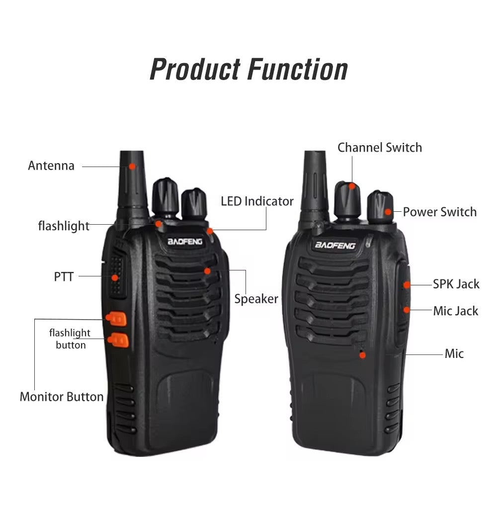 Juego de 2 Radio Walkie Talkie de 2 Vias y 16 canales