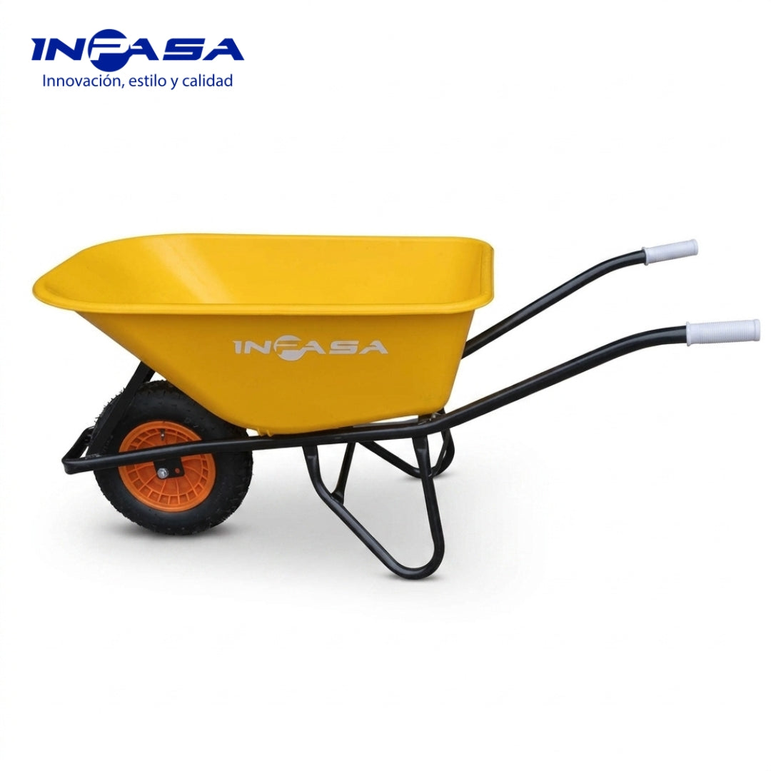 Carretilla de Construcción plástica Heavy Duty de color amarillo