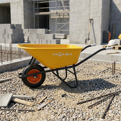 Carretilla de Construcción plástica Heavy Duty de color amarillo inpasa