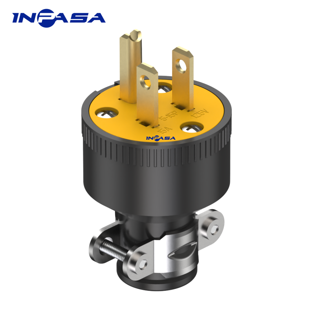 Conector Macho Caucho Termoplástico de 3 pata 15A NEMA 5-15P