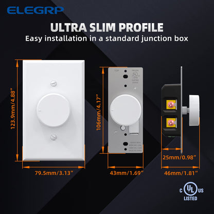 DIMMER GIRATORIO 3 VIAS C/TAPA