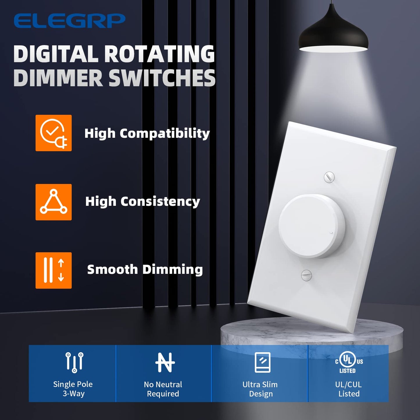 DIMMER GIRATORIO 3 VIAS C/TAPA