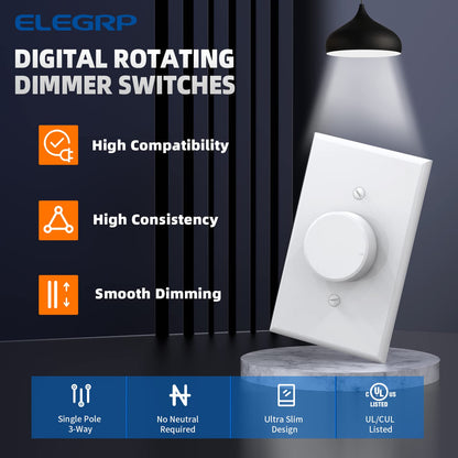 DIMMER GIRATORIO 3 VIAS C/TAPA