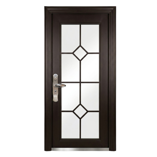 Puerta Multipunto de Lujo con Vidrio Completo – Diseño de Rombo (Derecha)