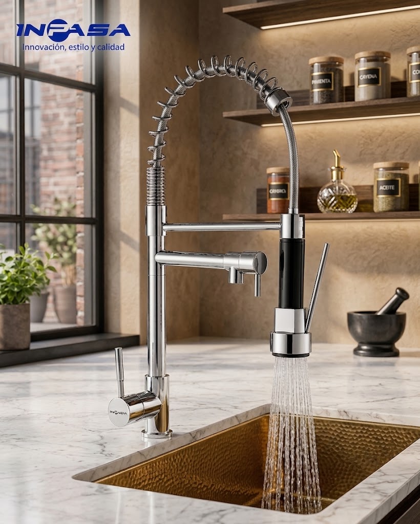 Grifo para Fregador de Cocina Sencillo con Doble Salida de Agua inpasa