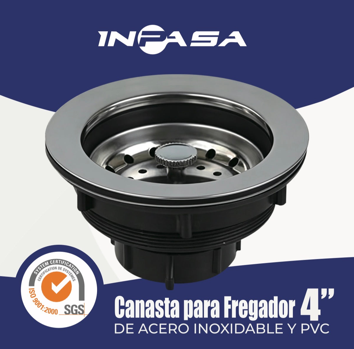 Canasta De Pvc Con Colador Para Fregador Inpasa