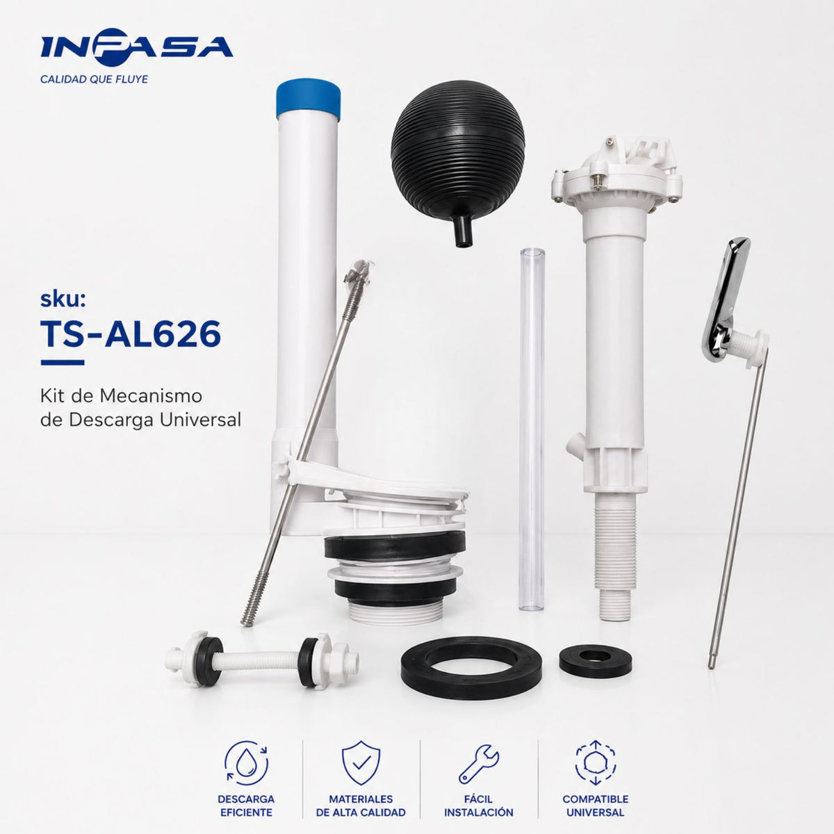 Kit de Inodoro Clásico 2" para reparacion de Tanque Inodoro INPASA