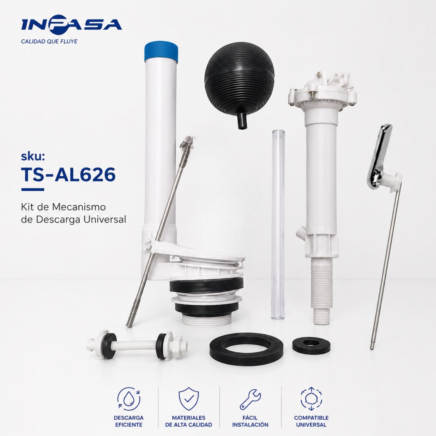 Kit de Inodoro Clásico 2" para reparacion de Tanque Inodoro INPASA