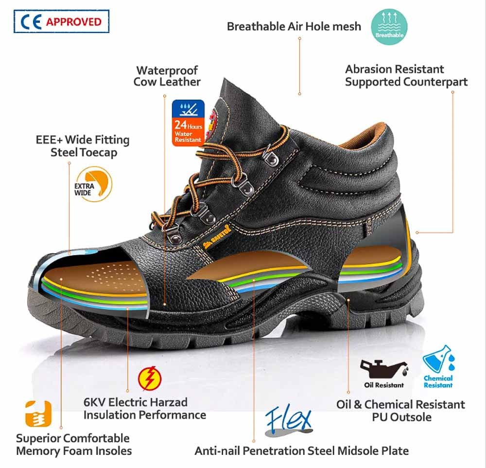 Botas De Seguridad De Cuero Con Punta De Acero #41/8