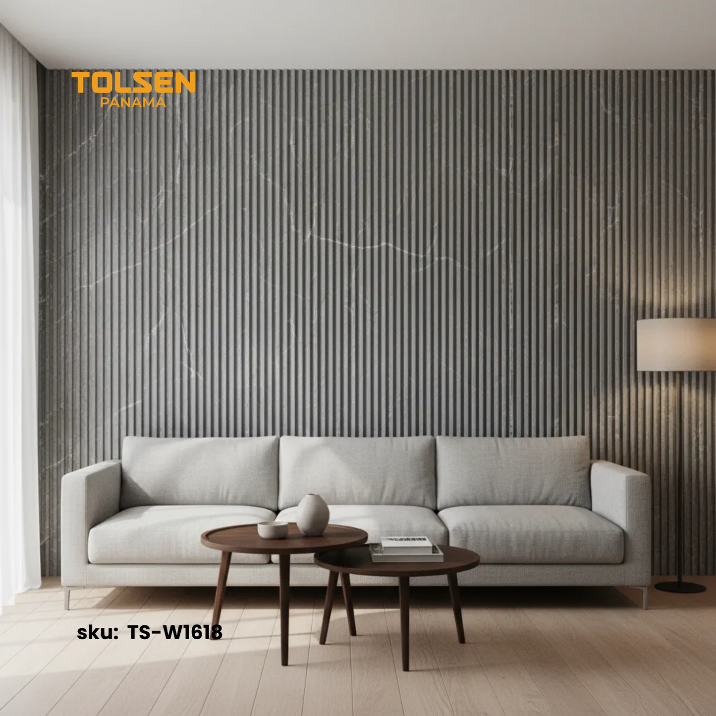 Revestimiento Wpc Gris Mármol Para Pared 24x160x2900mm