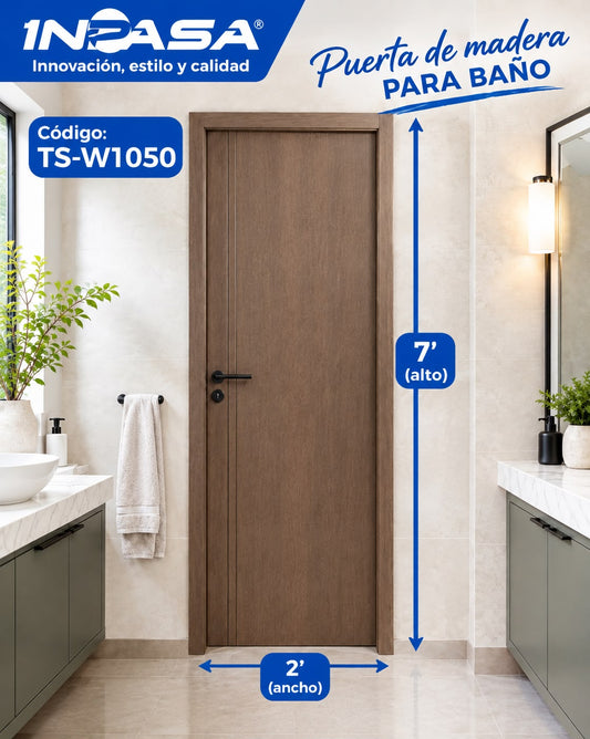 Puerta de Madera para interior 2'x7' Color Café Amargo Inpasa