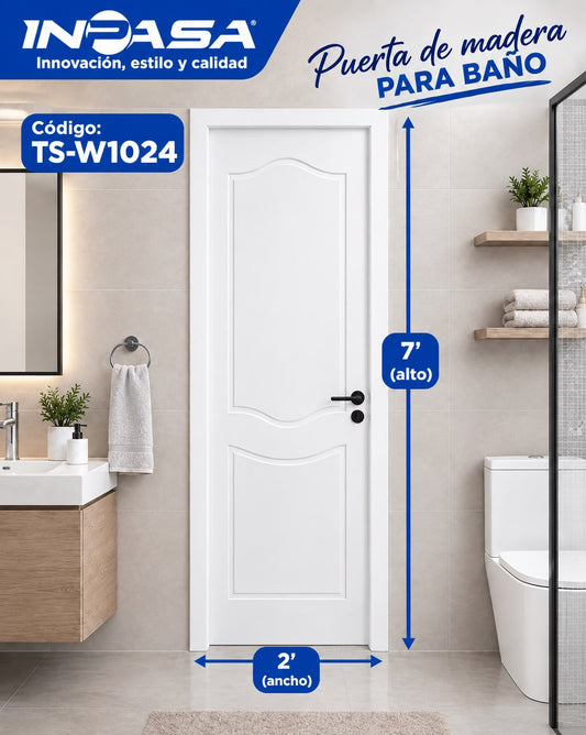 Puerta de Madera para interior 2'x7' Color Roble Blanco