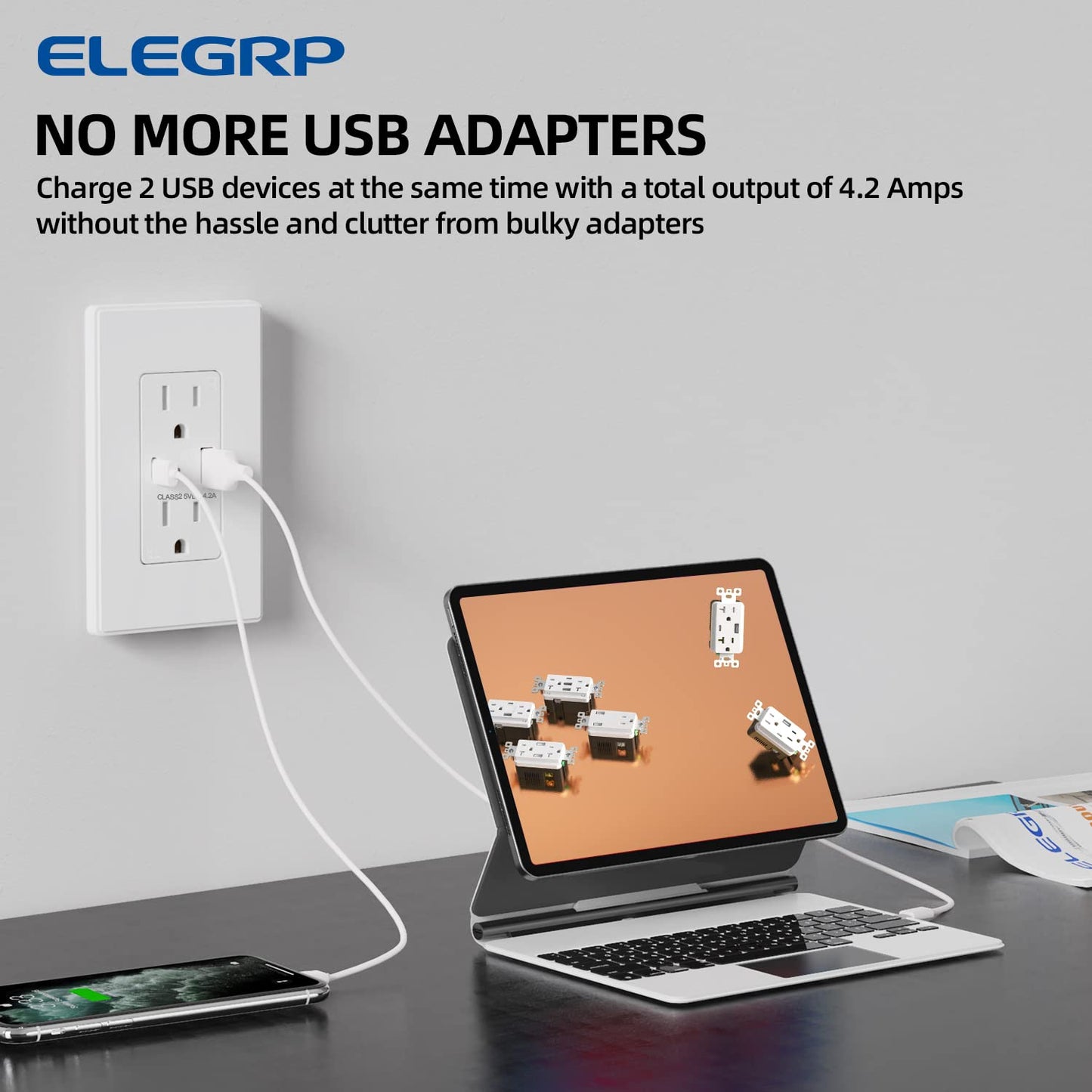 TOMACORRIENTE CON 2 PUERTO USB C/TR BLANCO