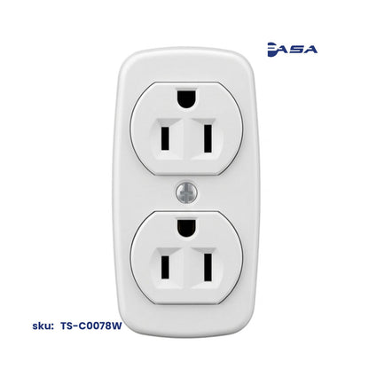 Tomacorriente Doble Superficial, 15A -125V Blanco Inpasa