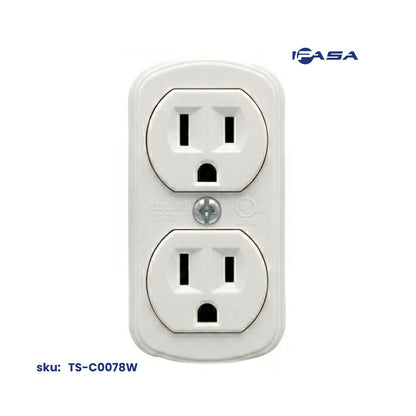 Tomacorriente Doble Superficial, 15A -125V Blanco Inpasa