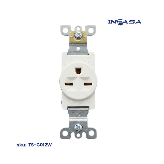 Tomacorriente Sencillo Individual Blanco 220V 15A - 250V, 6-15R