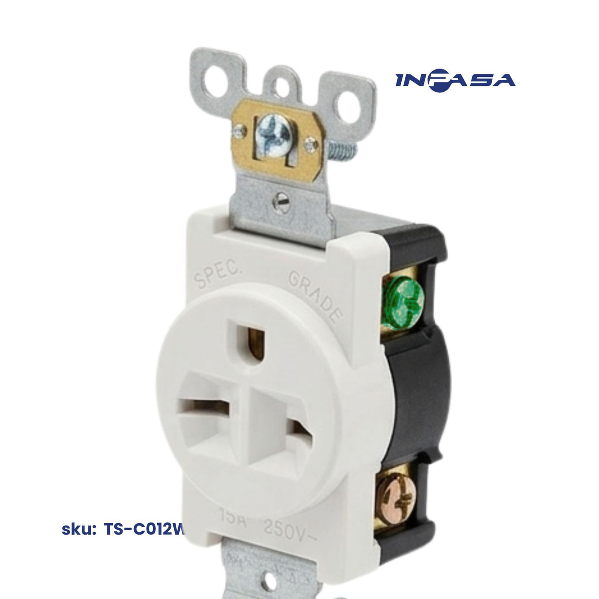 Tomacorriente Sencillo Individual Blanco 220V 15A - 250V, 6-15R