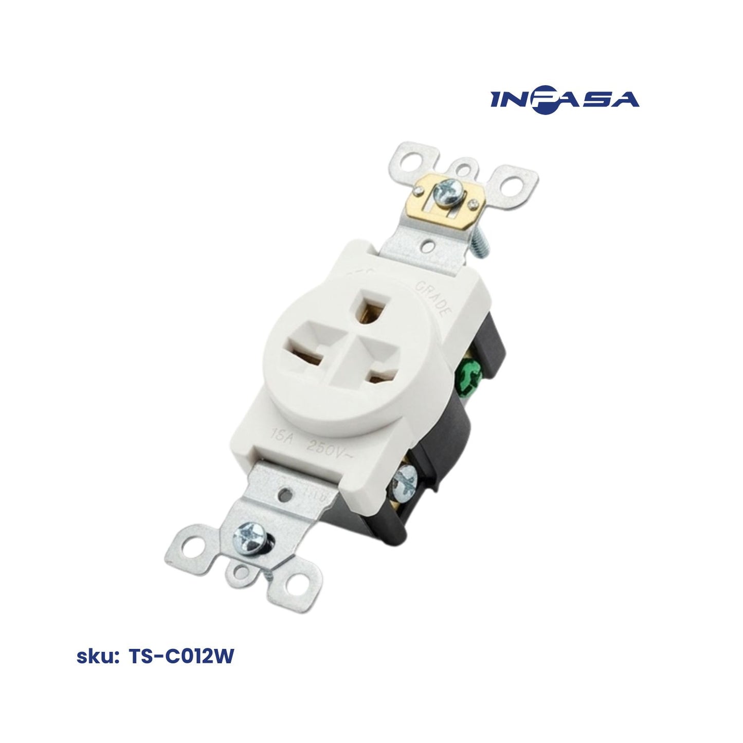 Tomacorriente Sencillo Individual Blanco 220V 15A - 250V, 6-15R