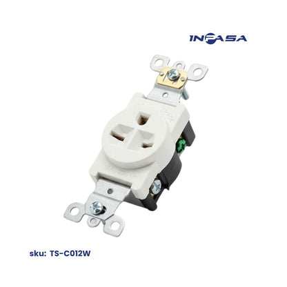 Tomacorriente Sencillo Individual Blanco 220V 15A - 250V, 6-15R