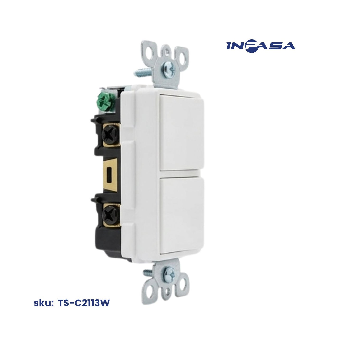 Interruptor Doble Decora de 3 Vías Blanco 15A, 120-277V AC Inpasa