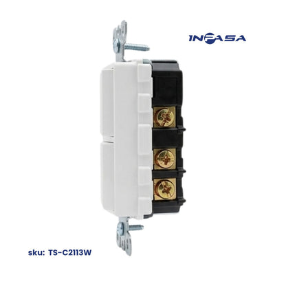 Interruptor Doble Decora de 3 Vías Blanco 15A, 120-277V AC Inpasa